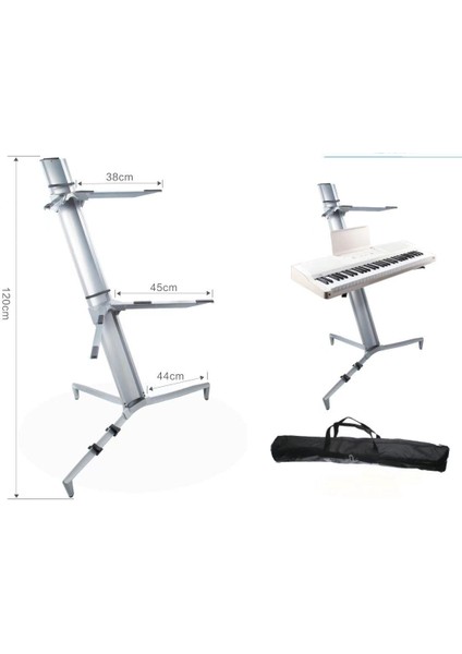 Profesyonel Spider Org Klavye Standı - Gri Robot Org Sehpası Çift Katlı Çanta Hediyeli modelleri