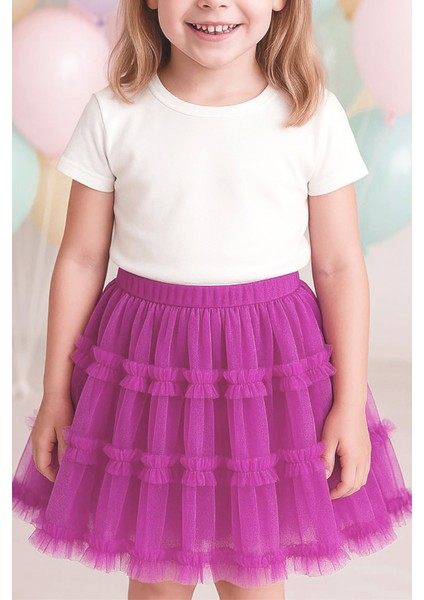 Fuşya Renkli Kabarık Kız Çocuk Tütü Etek