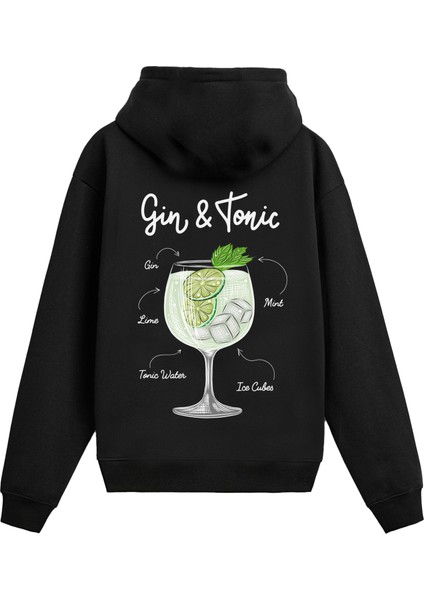 Gin & Tonic Sırt Baskılı Hoodie