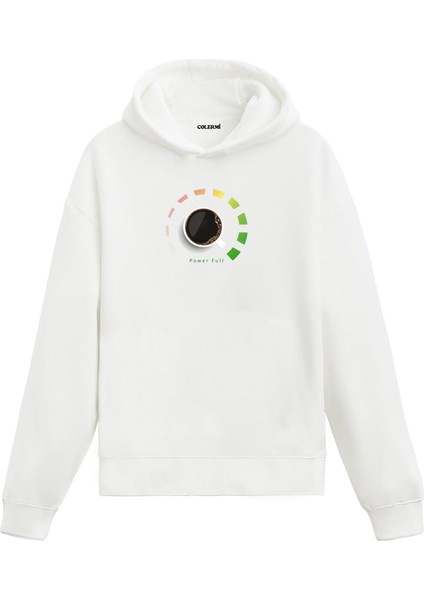 Power Full Kahve Skalası Baskılı Hoodie