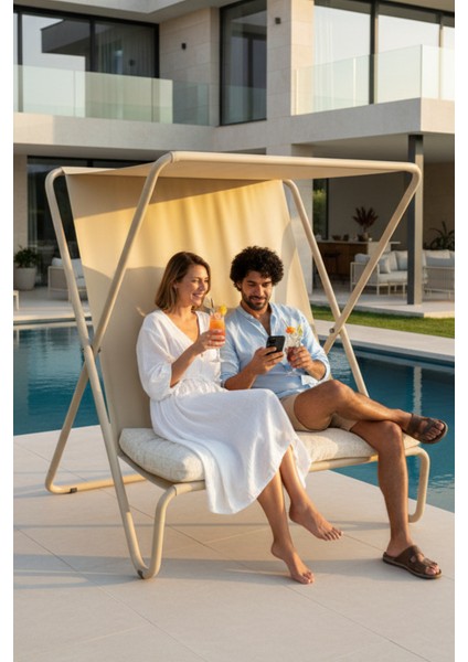 Vela Bahçe Koltuğu & Gölgelikli Balkon Sandalyesi – Katlanabilir Şezlong Koltuk