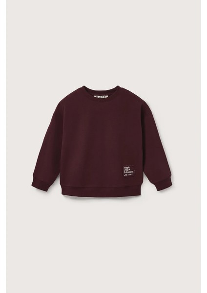Bordo Oversize Nakışlı Sweatshirt modelleri