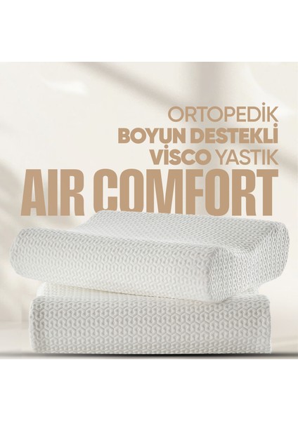 Ortopedik Boyun Destekli Visko Yastık - Çift Tarafı Destekli Visco Yastık - [hava Kanallı - Anti-Uv]