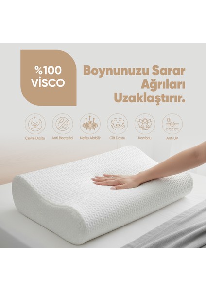 Ortopedik Boyun Destekli Visko Yastık - Çift Tarafı Destekli Visco Yastık - [hava Kanallı - Anti-Uv] fiyatları