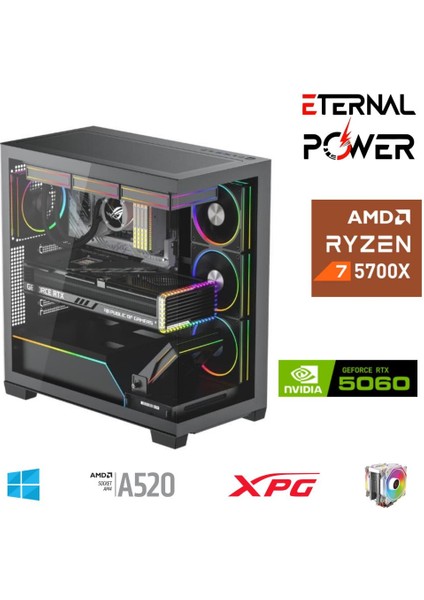 E.power Ryzen 7 5700X 32G Ddr4 1tb M.2 RTX5060 A520 T650W