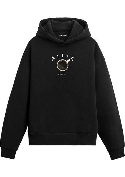 Power Full Kahve Göstergesi Baskılı Hoodie