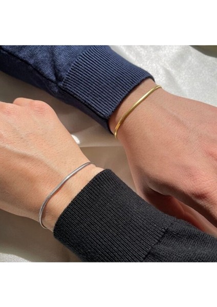 Italyan Çelik Bileklik Sevgili Dost Bilekliği 2 Adet(1 Gold, 1 Gümüş)