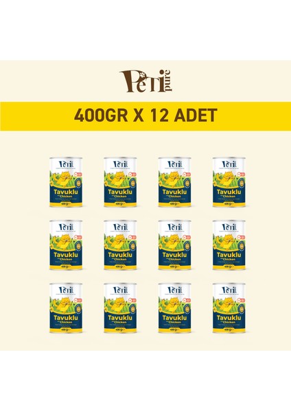Tavuklu Yaş Konserve Yetişkin Kedi Maması, Jöle Içinde Parça Etli, 400 gr x 12 Adet fiyatları