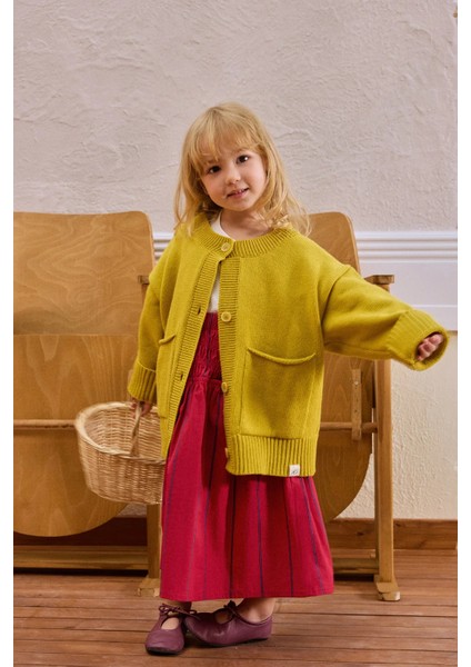 Yünlü Oversize Triko Hırka Sarı