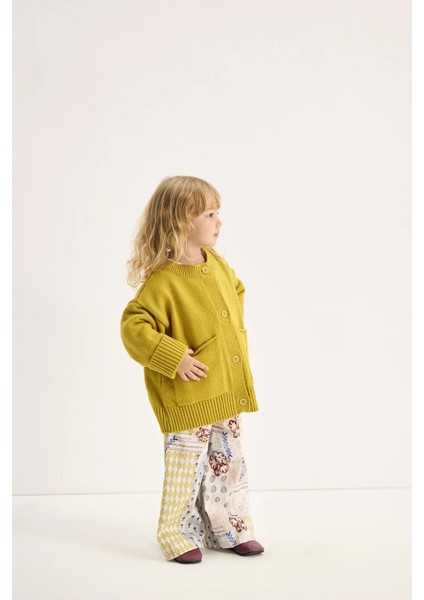 Yünlü Oversize Triko Hırka Sarı fiyatları