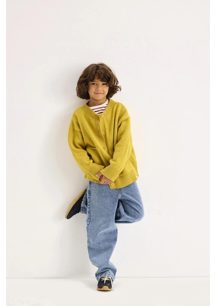 Yünlü Oversize Triko Hırka Sarı fırsatları