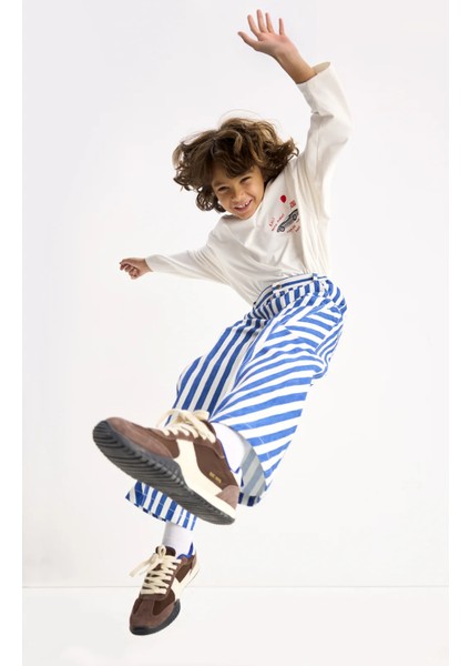 Finn Mavi Çizgili Pantolon