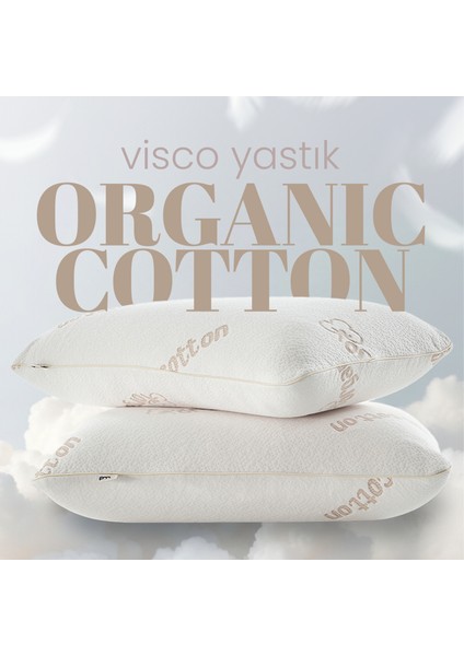 Organik Koton Visko Yastık - Ortopedik %100 Doğal Pamuk Kumaş - Konforlu Nem Kontorllü Visco Yastık