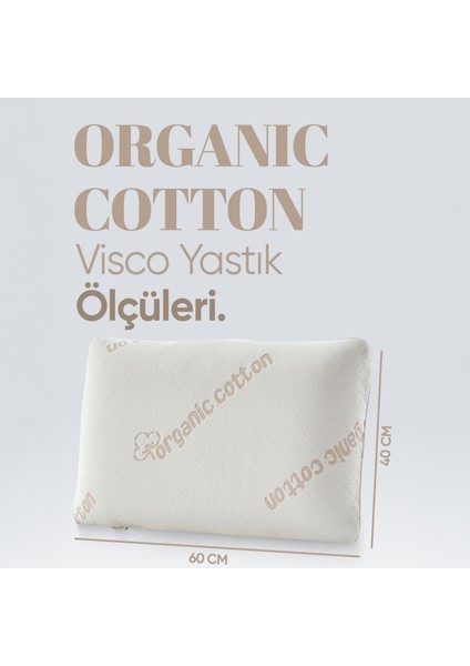 Organik Koton Visko Yastık - Ortopedik %100 Doğal Pamuk Kumaş - Konforlu Nem Kontorllü Visco Yastık