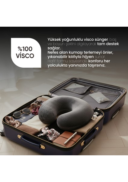 Ortopedik Seyahat Yastığı - Visco Seyahat Boyun Yastığı - Ortopedik Boyunluk [antrasit] modelleri