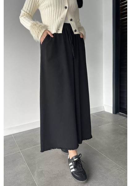 Çift Cepli Bel Lastikli Tesettür Gabardin Etek P-00018923