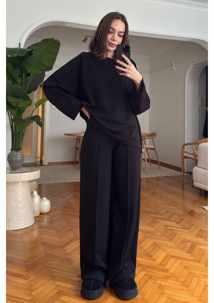 Yaka Detay Modal Takım- Siyah