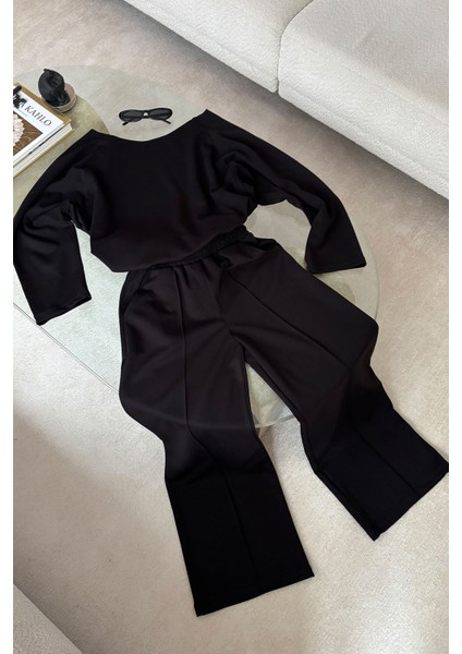 Yaka Detay Modal Takım- Siyah