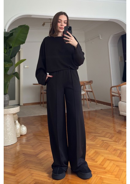 Yaka Detay Modal Takım- Siyah