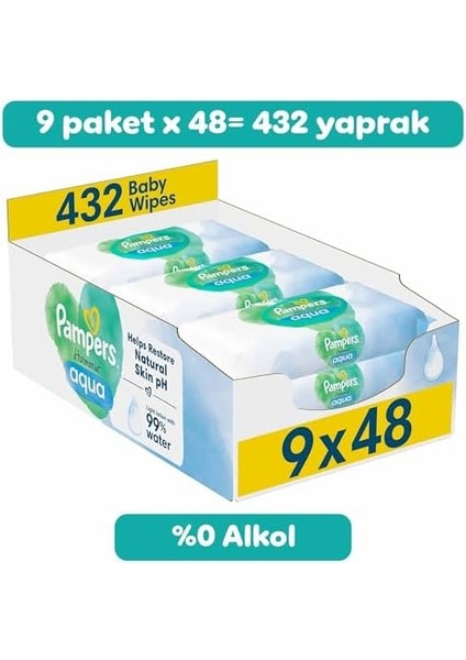 Pampers Prima Islak Havlu Mendil Aqua Pure 432 Yaprak 9'lu Fırsat Paketi