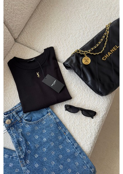 Orj Marka Broşlu Uzun Kollu Bluz- Siyah