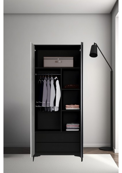 Poyraz MDF 2 Kapaklı Çekmeceli Genç Odası Dolabı fiyatları