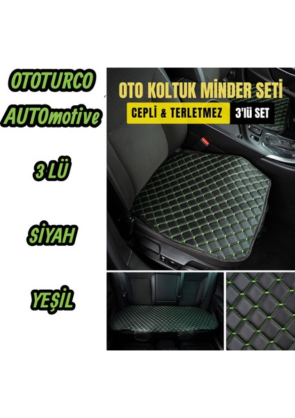 Ergonomik,ortopedik,suni Deri(Vinil) Kapitoneli Lüks Ototurco Koltuk Kılıfı-Minderi (7li Tam Set)