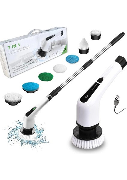 Yeni Nesil 7 Temizleme Başlıklı Dijital - Banyo-Mutfak-Araç Temizlik Fırçası Seti (4741)