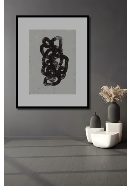 Dekoratif Ahşap Dikdörtgen Tablo Soyut Çizgiler Çerçeve Görünümlü