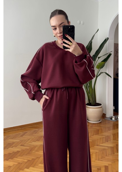 V Yaka Biye Detay Modal Takım- Bordo