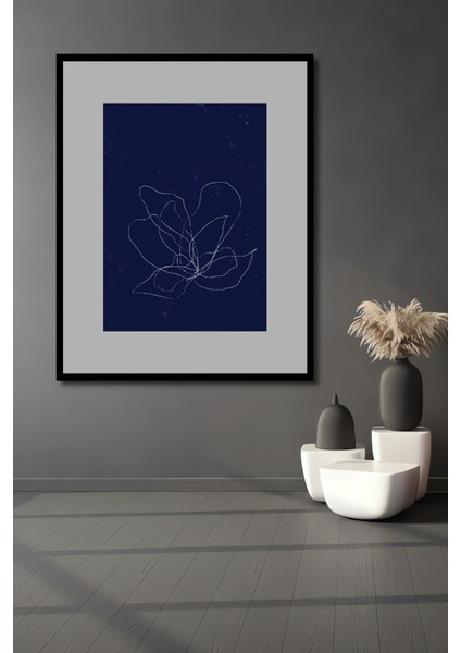 Dekoratif Ahşap Dikdörtgen Tablo Çizgi Çiçek Çerçeve Görünümlü