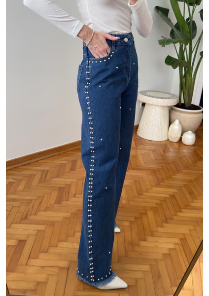 Metal Boncuk Işlemeli Takım- Mavi indirimleri