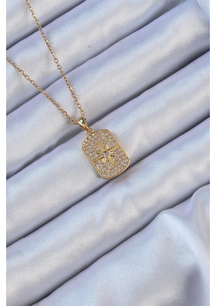 316L Çelik Zincir Altın Renk Zirkon Taşlı Kutup Yıldızlı Vintage Kolye - TJ-BKO9123 modelleri