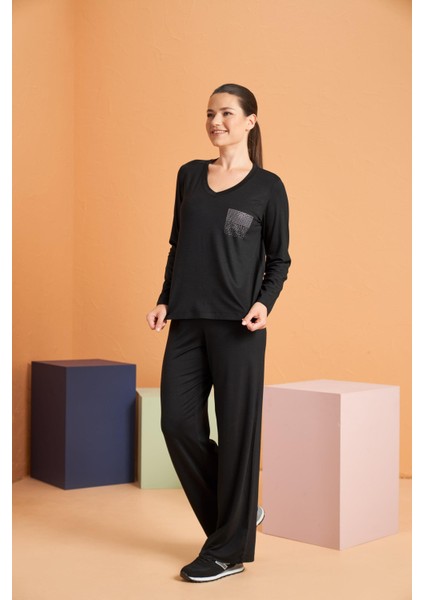 Kadın V Yaka Likralı Viskon Kumaş Uzun Kollu Eşofman Takım fiyatları