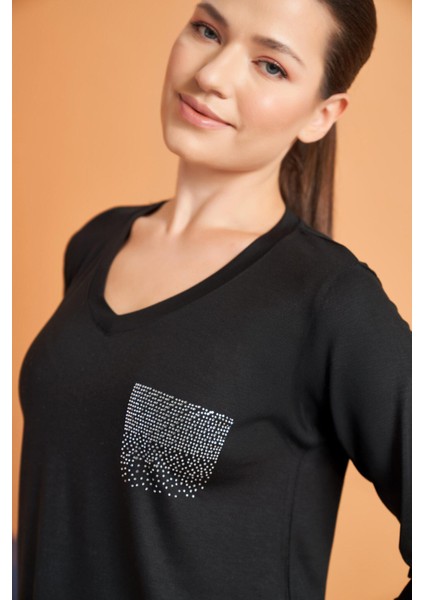 Kadın V Yaka Likralı Viskon Kumaş Uzun Kollu Eşofman Takım modelleri