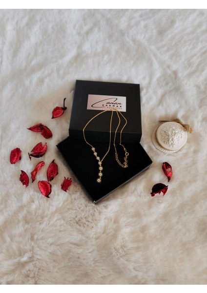 Sosyete Gözü Zirkon Taşlı Sallantılı Y Kolye