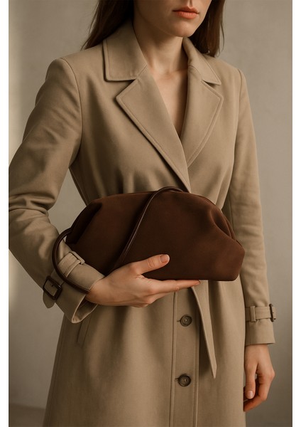 Acı Kahve Süet Portföy Çapraz ve Omuz Çanta