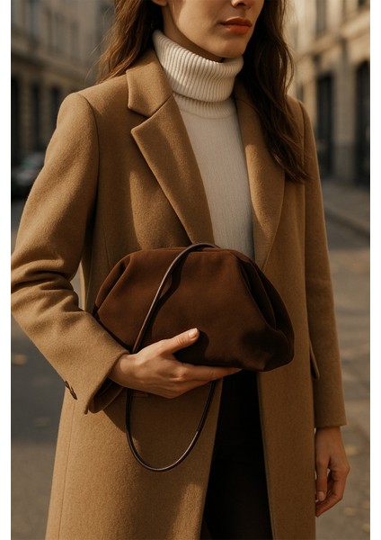 Acı Kahve Süet Portföy Çapraz ve Omuz Çanta