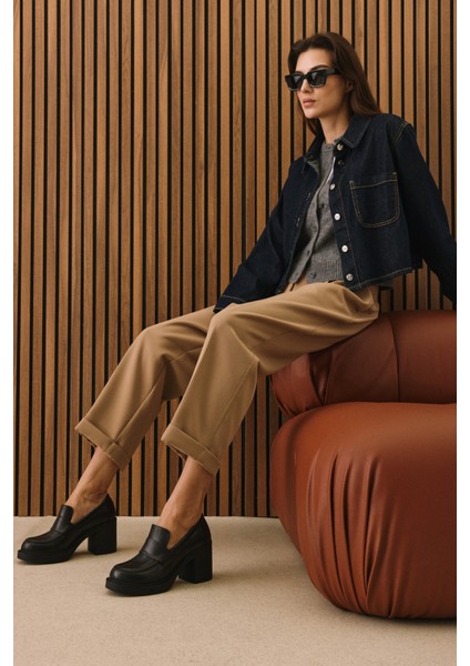 , Kadın Hakiki Deri Ayakkabı 1531050Z25101100Y Siyah fiyatları