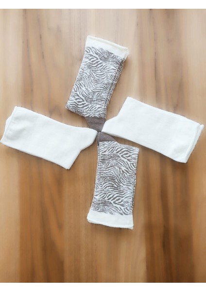 4'lü Leopar desenli ve Krem Pamuklu Kadın Çorap fiyatları