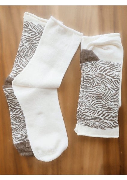 4'lü Leopar desenli ve Krem Pamuklu Kadın Çorap fırsatları