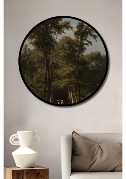 Dekoratif Ahşap Yuvarlak Çerçeve Görünümlü Tablo Orman_yolu