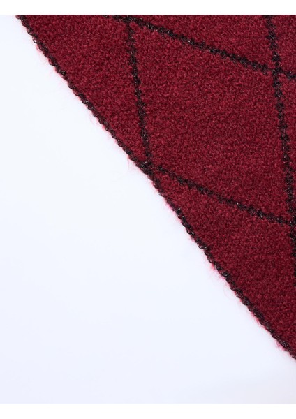 Kırmızı Baklava Desenli Püsküllü Atkı fiyatları