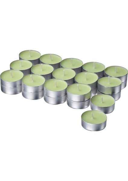 Lövskogslund Kokulu Tealight Mum Açık Yeşil 3.5 Saat Elma
