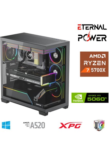 E.power Ryzen 7 5700X 32G Ddr4 1tb M.2 RTX5060TI A520 T650W