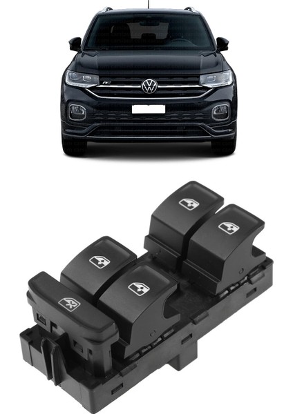 Vw Volkswagen T-Cross 2019-2023 Uyumlu Ön Sol Kapı Dörtlü Cam Açma Düğmesi 5G0959857