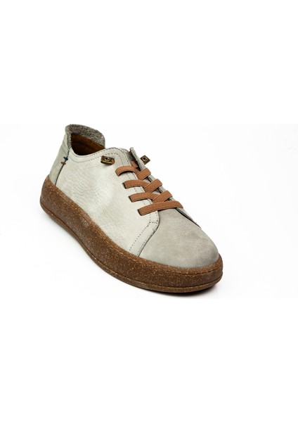 605 Gri Nubuk Deri Günlük Kadın Ayakkabı