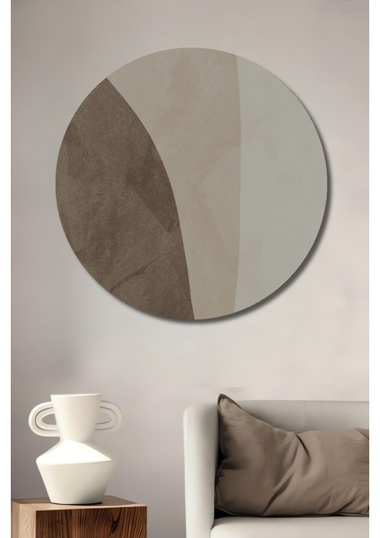 Dekoratif Ahşap Yuvarlak Tablo Minimalist Geometri