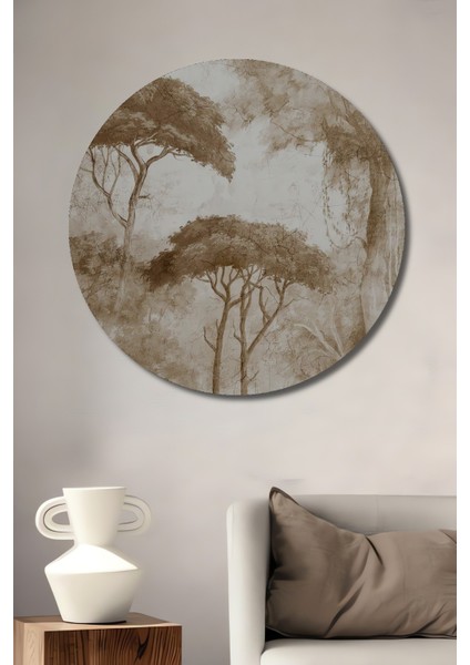 Dekoratif Ahşap Yuvarlak Tablo Doğa Manzarası