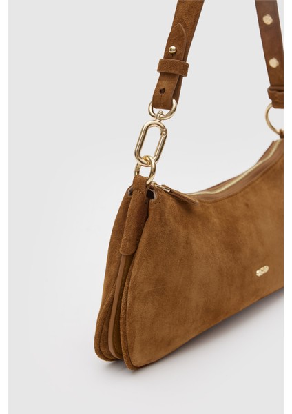 Suvea Taba Süet Deri Omuz Çantası